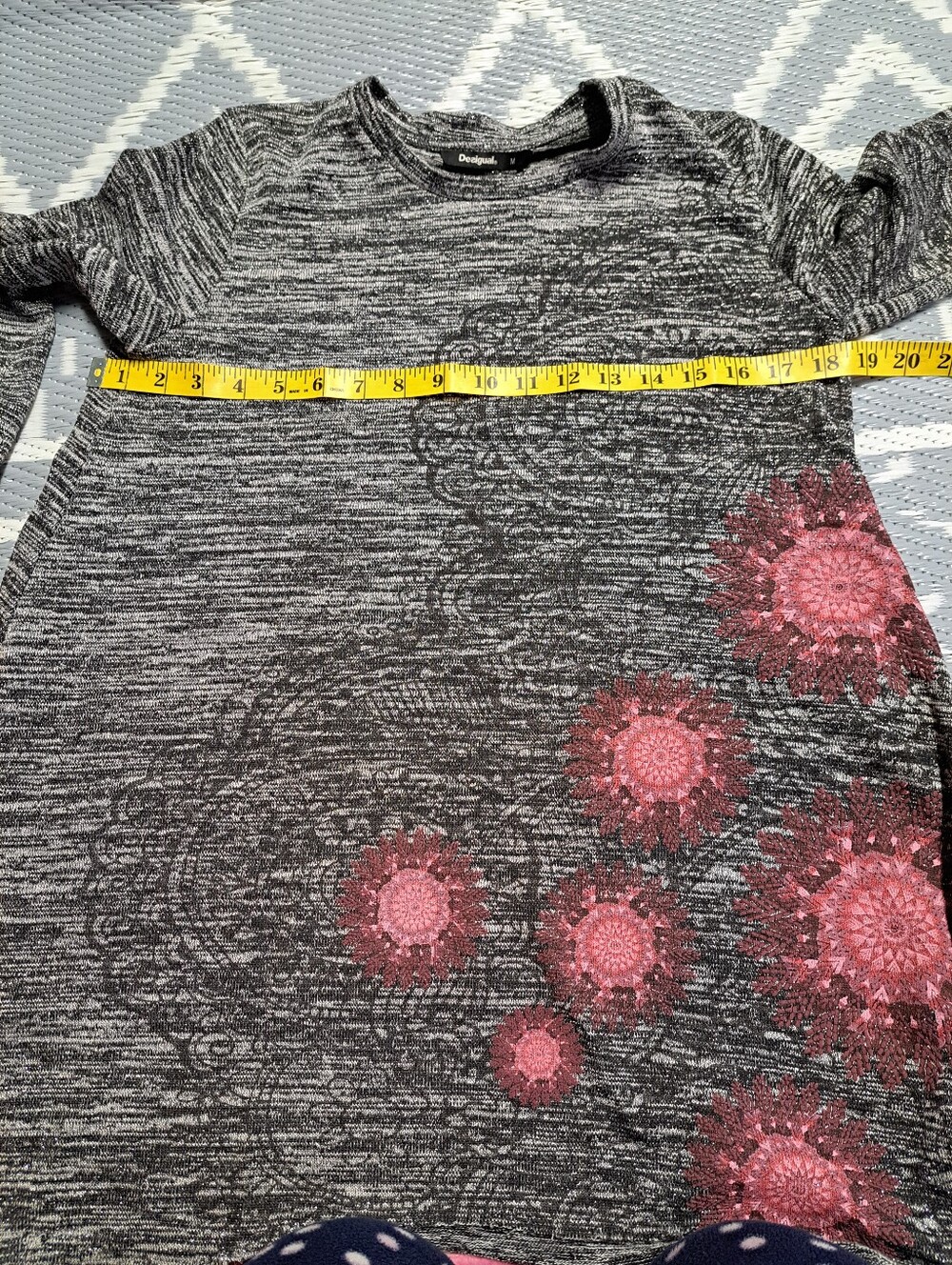 Desigual Agatha marled gray asymmetric knit tunic blouse, - Picture 7 of 8